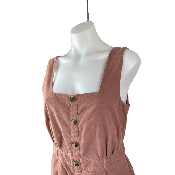 American Eagle Corduroy Square Neck Sleeveless Button Overall Jumpsuit Romper M