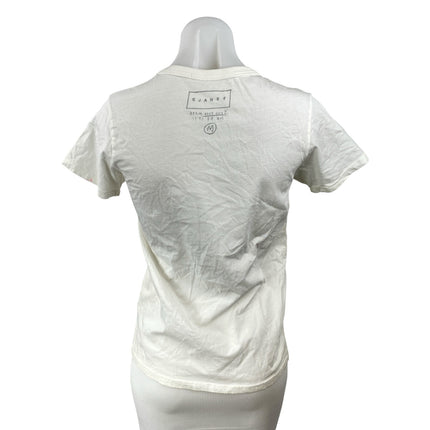 Donald Womens White Graphic Print Crew Neck Short Sleeve Basic Tee T-Shirt Top M