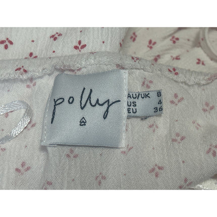 Princess Polly White Red Floral Sleeveless Ruffle Button Mini Slip Dress Size 4