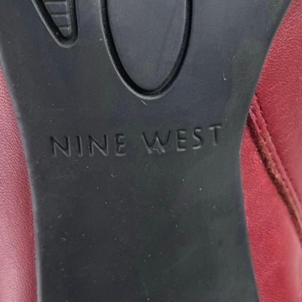 Nine West Grettleo Burgandy Leather Pointed Toe Stiletto Heels Zip Boots Size 7