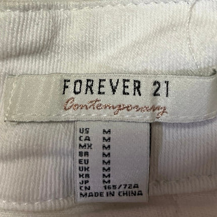 Forever 21 Women's White High Waisted Zip A Line Denim Jean Mini Skirt Size M