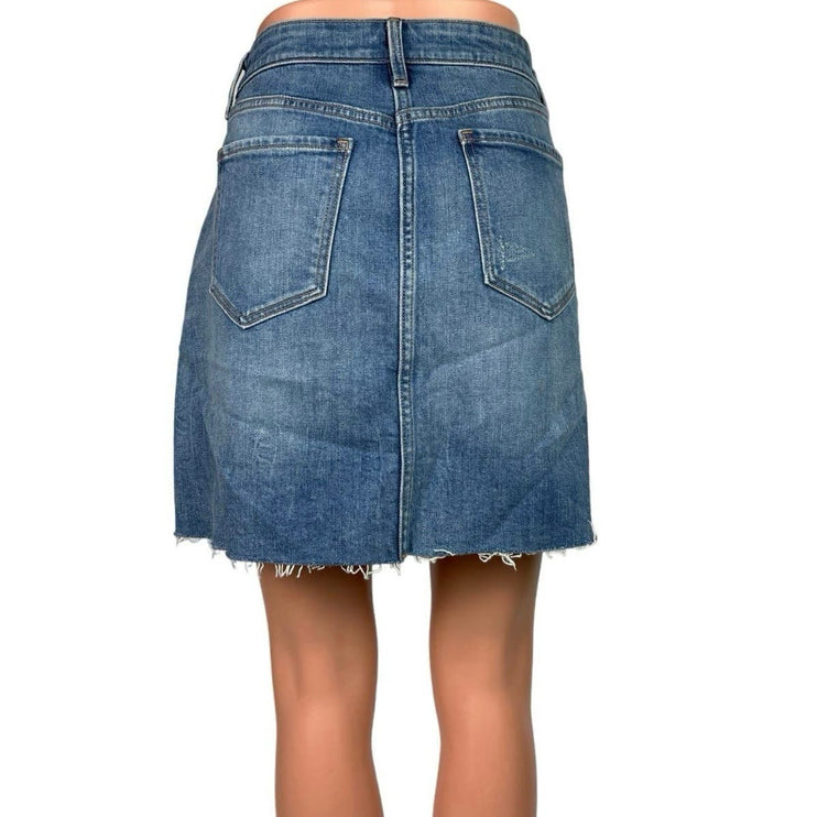 Old Navy Blue Distressed Frayed Hem Straight Pencil Mini Denim Jeans Skirt Sz 8