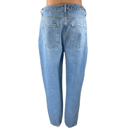 Zara Women's Blue Light Wash High Waisted Tapered Leg Mom Denim Jeans Size 8