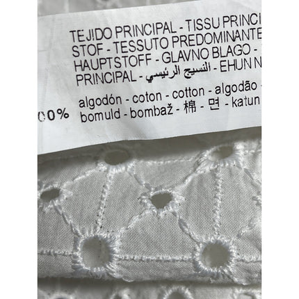 Zara White Belted Embroidered Eyelet Short Sleeve Mini A-Line Shirt Dress Size S