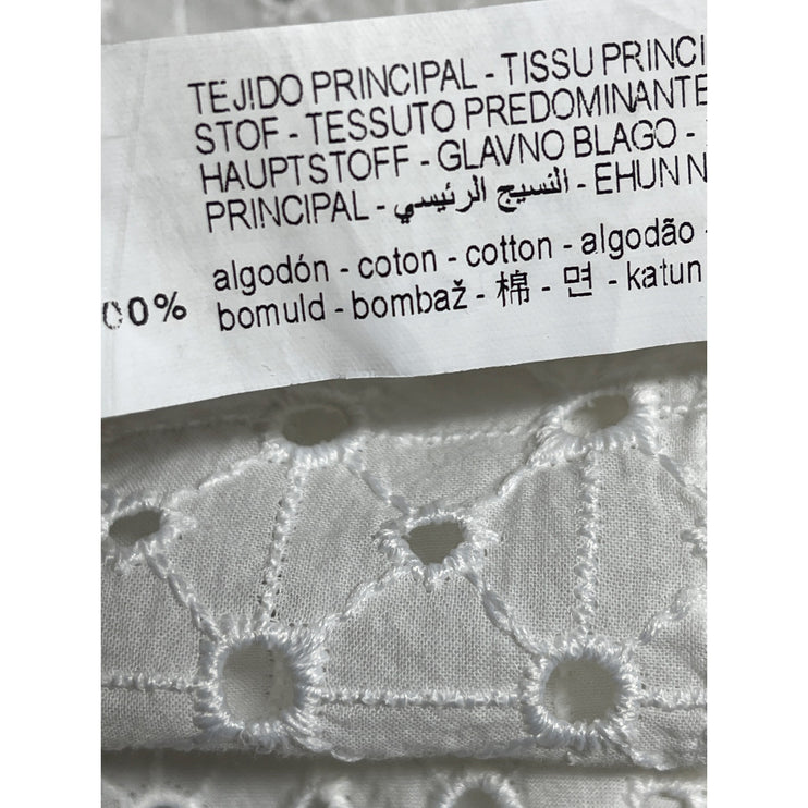 Zara White Belted Embroidered Eyelet Short Sleeve Mini A-Line Shirt Dress Size S