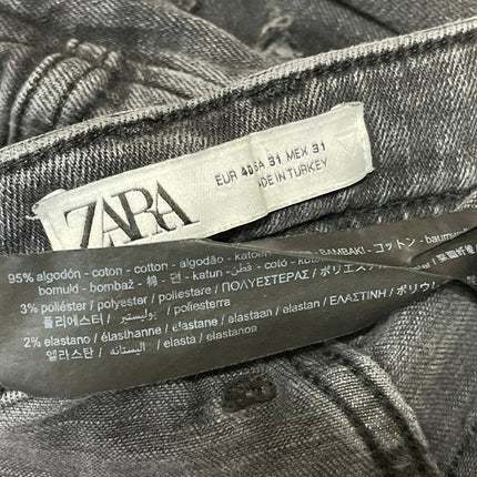 Zara Women's Black Distressed High Rise Paint Splatter Skinny Denim Jeans 31