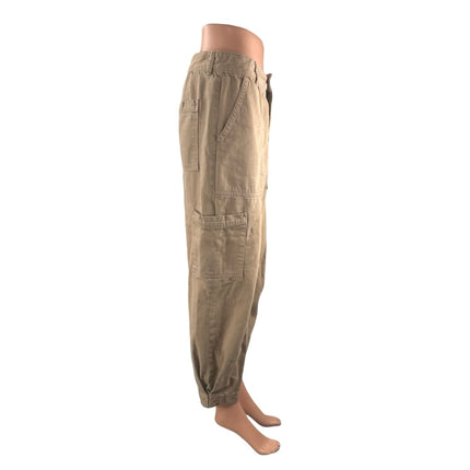 Banana Republic Womens Brown High Rise Barrel Wide Leg Cargo Denim Jeans Pants 4