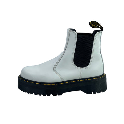 Dr. Martens 2976 Quad White Leather Round Toe Platform Chelsea Ankle Boots Sz 9