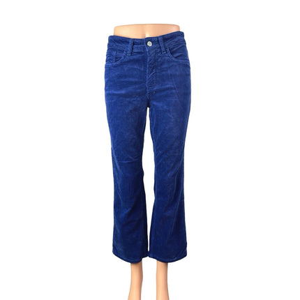 Anthropologie Pilcro Blue Corduroy High Waisted Flared Bootcut Trousers Pants 28