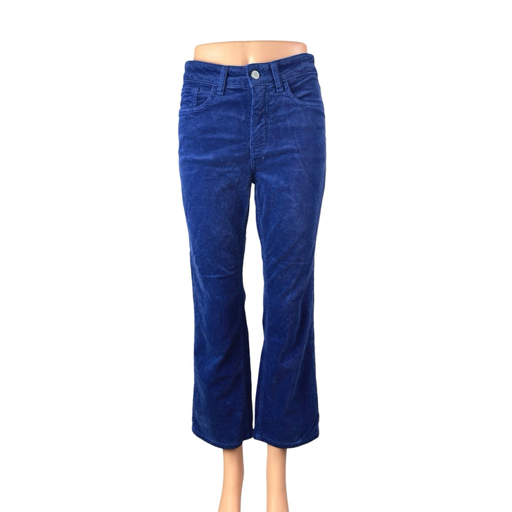 Anthropologie Pilcro Blue Corduroy High Waisted Flared Bootcut Trousers Pants 28