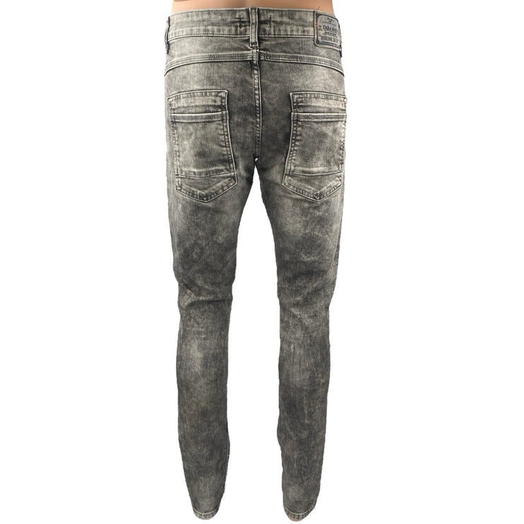 Zara Men's Gray Washed Distressed Mid Rise Casual Skinny Denim Jeans Size 34