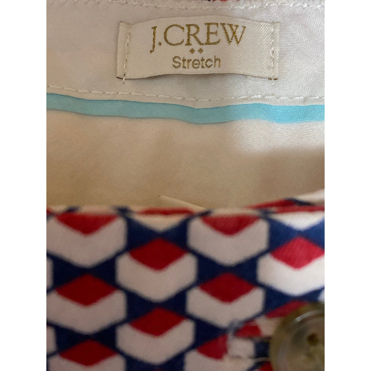 J,Crew Women's Red Geometric Abstract Stretch Mid Rise Mini Casual Shorts Size 6