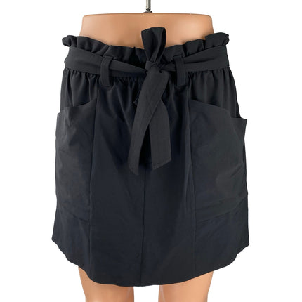Athleta Skyline Womens Black Yoga Gym Athletic Activewear Paperbag Skort Skirt 8