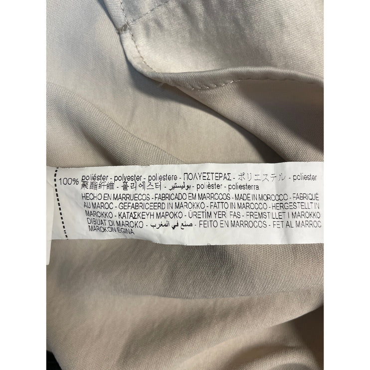Zara Women's Cream White Long Sleeve Collared Pleated Button Down Shirt Top Sz M