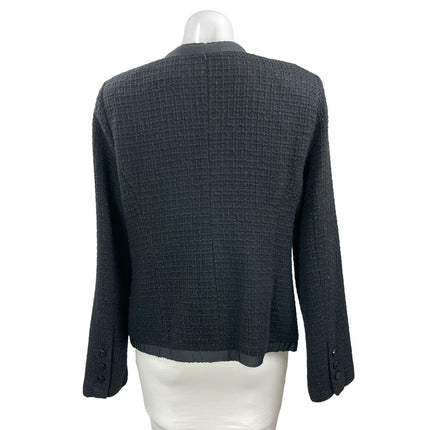 Laura Clement Womens Black Tweed Boucle Knit Long Sleeve Blazer Coat Jacket 14