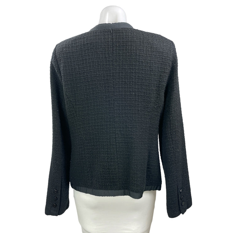 Laura Clement Womens Black Tweed Boucle Knit Long Sleeve Blazer Coat Jacket 14