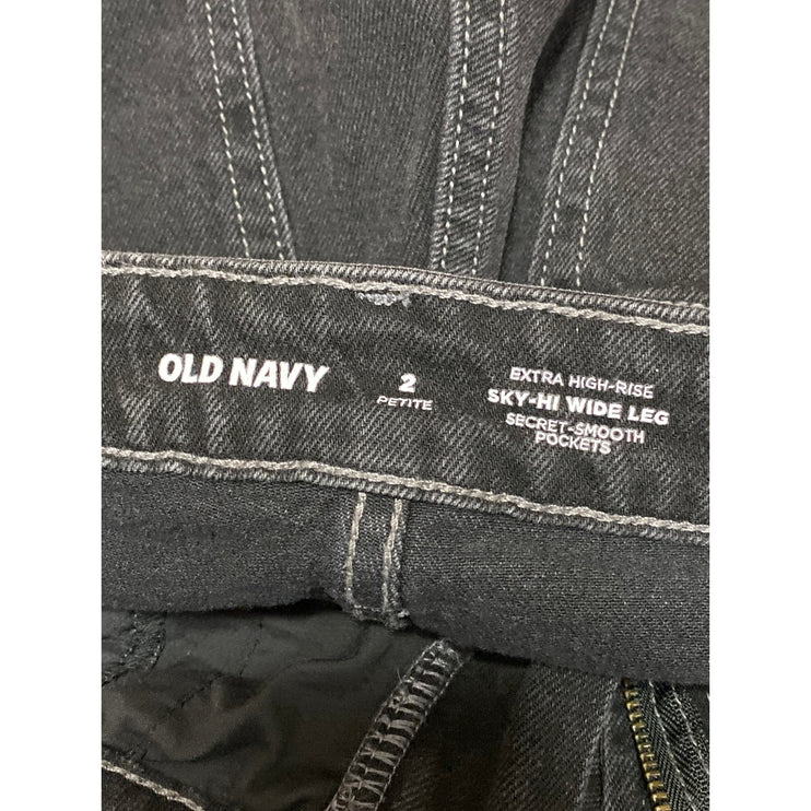 Old Navy Two Tone Patchwork High Rise Baggy Barrel Wide Leg Denim Jeans Pants 2