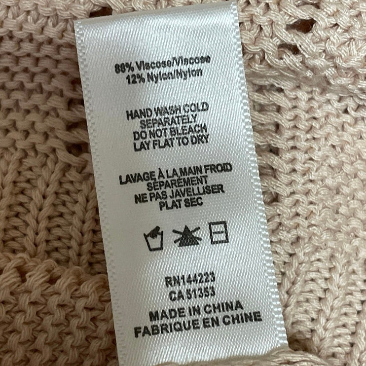 Bishop + Young Beige Open Knit Long Dolman Batwing Sleeve Sweater Top Size XS
