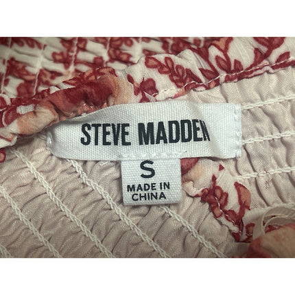 Steve Madden RSVP Me Dress Red Floral Off The Shoulder Tiered Midi Dress Size S