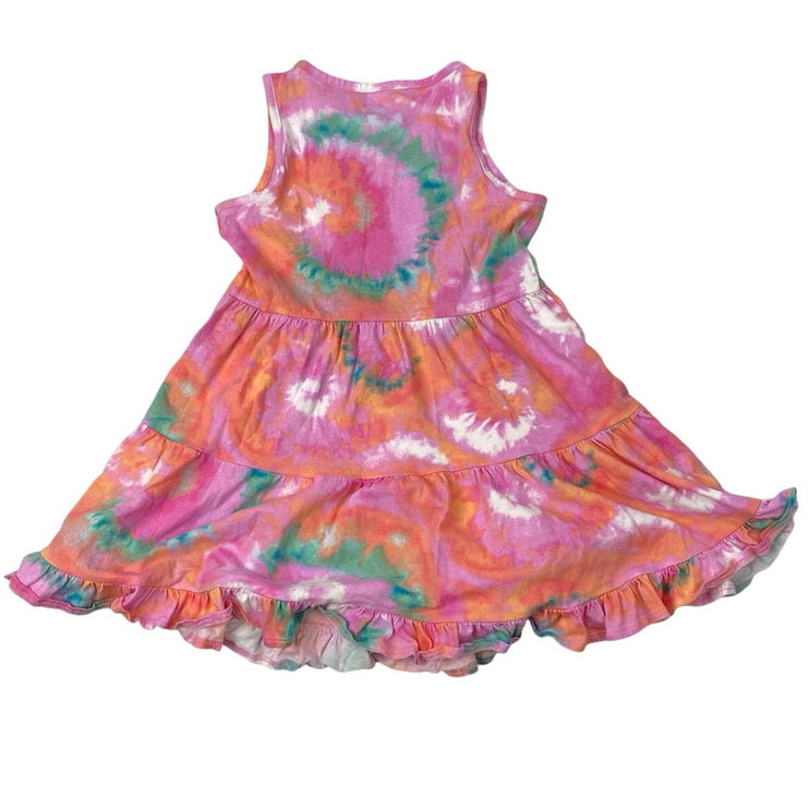 Crewcuts Multicolor Tie-Dye Tiered Sleeveless Ruffle A-Line Tank Dress Size 5