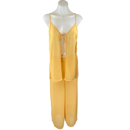 Lovers + Friends Valeria Yellow Sheer Beach Swim Cover Up Matching Set Size M