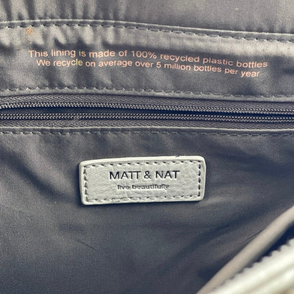 Matt & Nat Gray Pebbled Laptop Zip Crossbody Tote Shopper Messenger Handbag OS