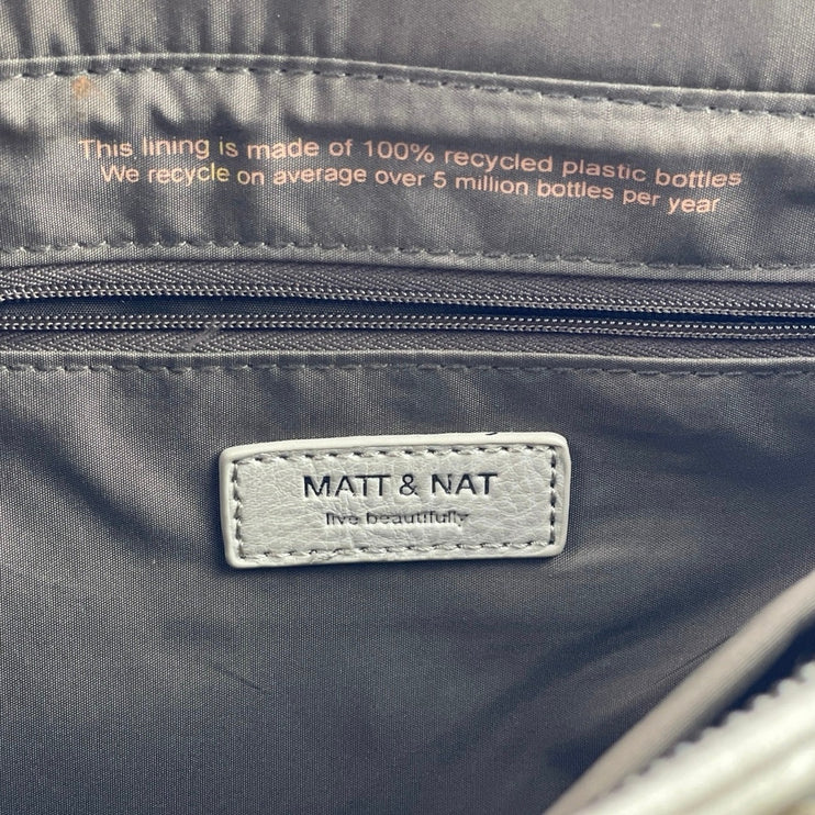 Matt & Nat Gray Pebbled Laptop Zip Crossbody Tote Shopper Messenger Handbag OS