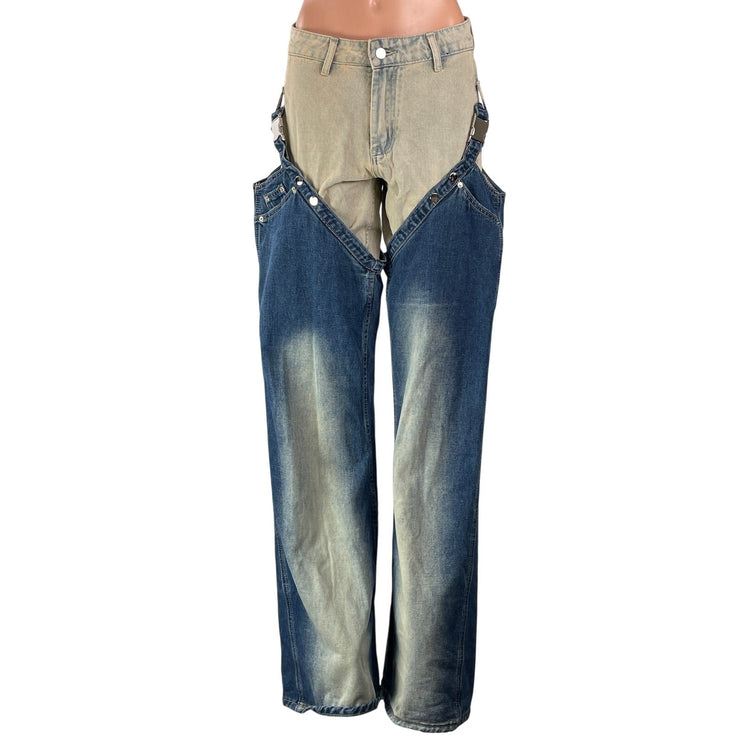 NEW Innovare Anderson Deconstruct Chap Style Blue Western Two Piece Jeans Size M