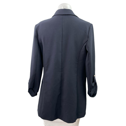 Soho Women's Navy Blue Open Notch Lapel Long Sleeve Blazer Coat Jacket Size S