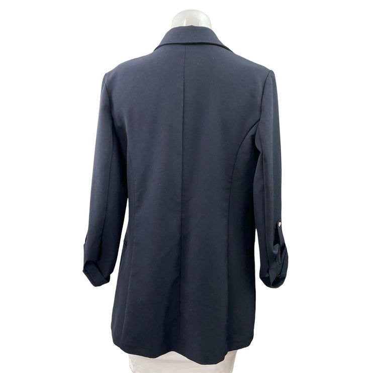 Soho Women's Navy Blue Open Notch Lapel Long Sleeve Blazer Coat Jacket Size S