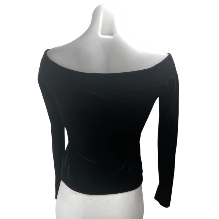 Bailey 44 Womens Black Velvet Velour Off Shoulder Long Sleeve Blouse Top Size XS