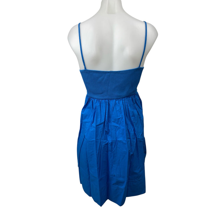 Zara Blue Sleeveless Ribbed Knit Square Neck Cami Camisole Tank Mini Dress Sz L