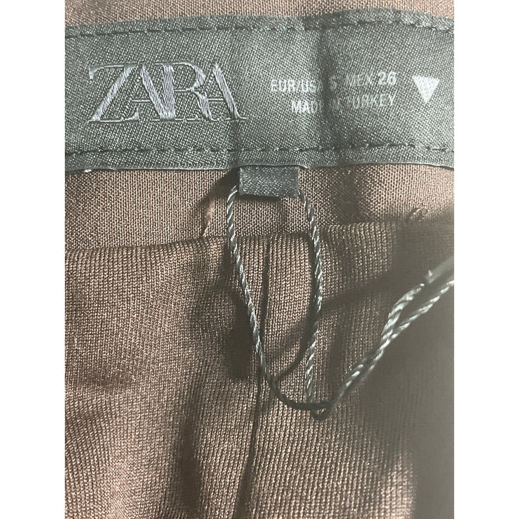 NEW Zara Women's Brown Strapless V Neck Tube Bandeau Pocket Blouse Top Size S