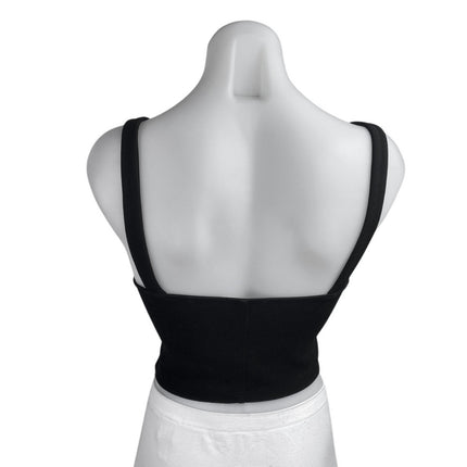Zara Women's Black Sleeveless Square Neck Cami Bandeau Crop Corset Tank Top Sz S