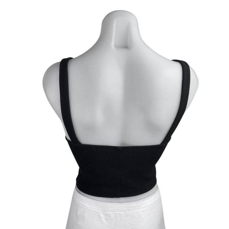 Zara Women's Black Sleeveless Square Neck Cami Bandeau Crop Corset Tank Top Sz S