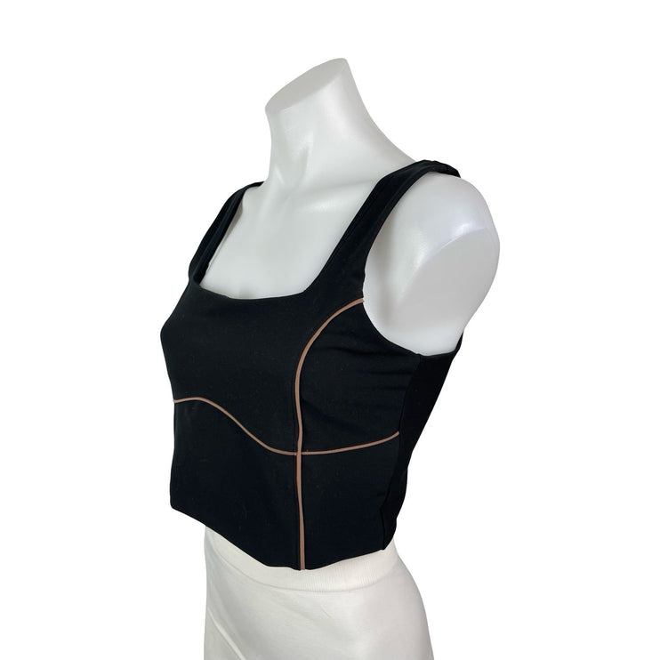 YPB Women's Black Sleeveless Cami Yoga Workout Running Athletic Crop Top Size L