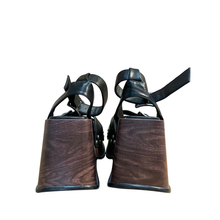 Dolls Kill Current Mood Summer Moves Black Vegan Platform Wedges Sandals Size 6