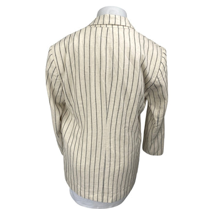 Zara Women's Beige Black Striped Long Sleeve Blazer Coat Suit Jacket Size XL