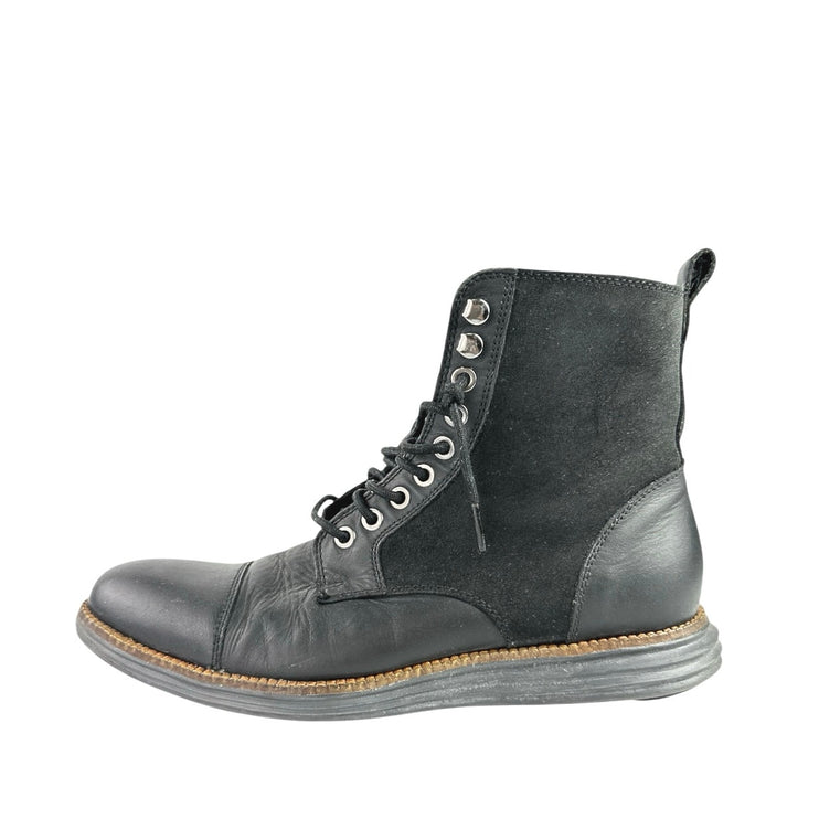 Cole Haan Grand OS Men's Black Suede Leather Cap Toe Waterproof Lace Up Boots 8