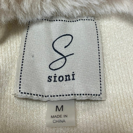 Sioni Women's Cream Long Sleeve Faux Fur Shawl Collar Cardigan Sweater Top Sz M