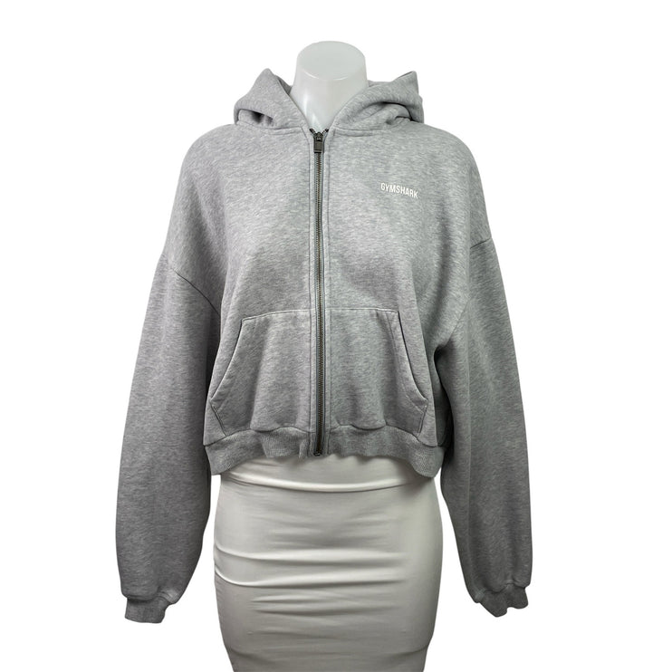 Gymshark Cosy Luxe Zip Through Women's Gray Fleece Hoodie Sweatshirt Top Size M