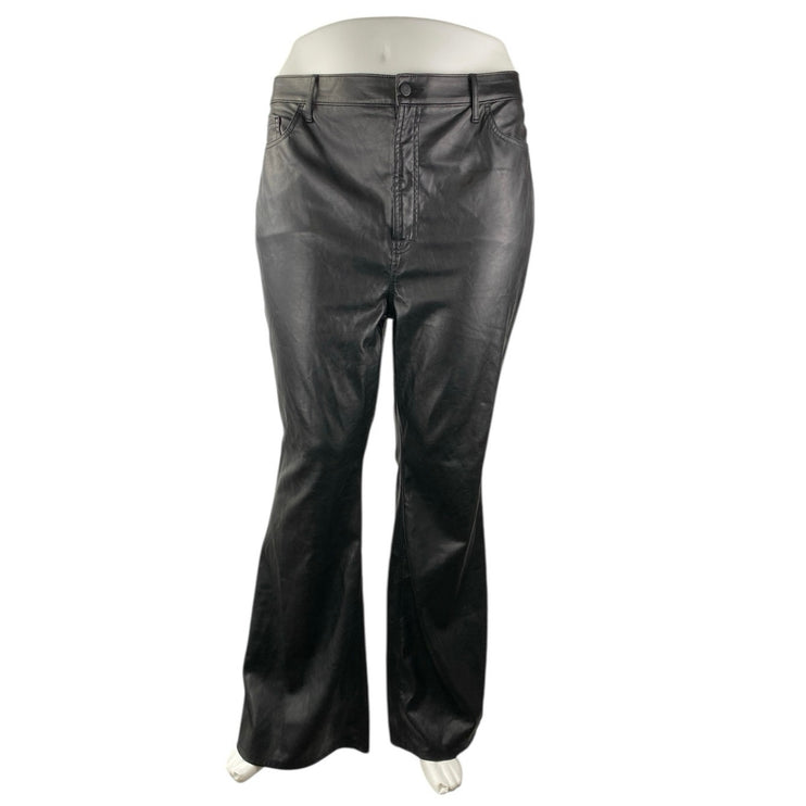 Old Navy Women's Black High Rise Faux Leather Vegan Flare Trousers Pants Size 22
