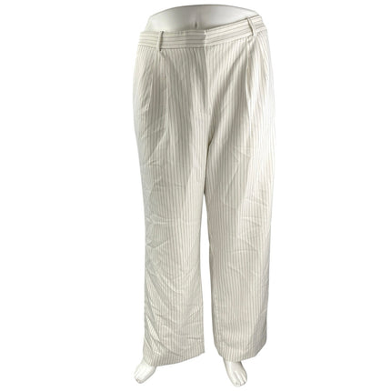 Abercrombie & Fitch Women's White Striped Pleated Wide leg Trousers Pants Sz 36