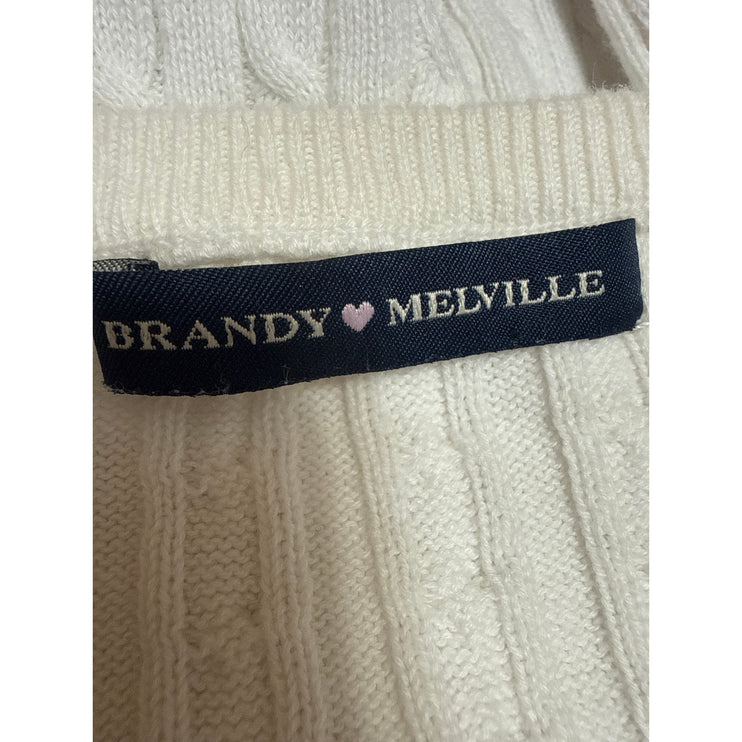 Brandy Melville Womens White Long Sleeve Cable Knit Button Up Cardigan Sweater S