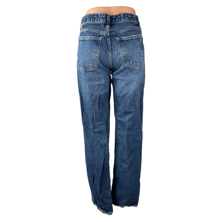 Zara Womens Blue High Waisted Relaxed Straight Mom Boyfriend Denim Jeans Pants 4