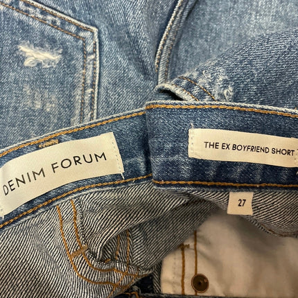 Aritzia Denim Forum Blue Distressed Cut Off Mid Rise Denim Jean Shorts Size 27