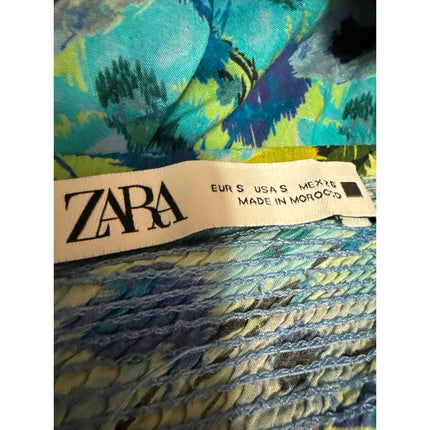 Zara Blue Multicolor Floral Sleeveless Cami Camisole Tank Sheath Midi Dress Sz S