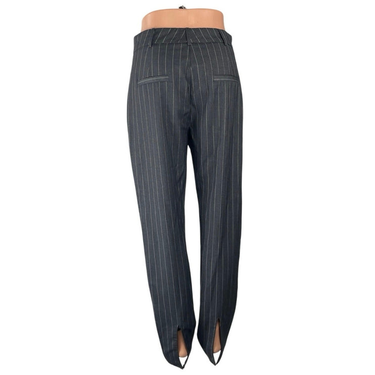 Isalis Women's Gray Striped High Rise Straight Relaxed Trousers Pants Size S