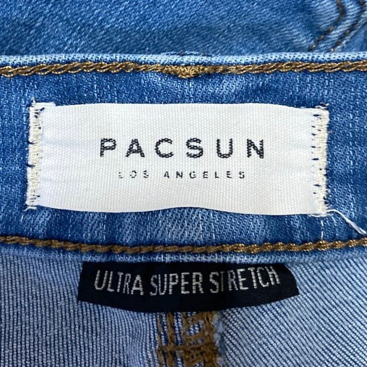 Pacsun Blue Skinny Leg Super High rise Raw Hem Ankle Denim Jeans Pants Size 25