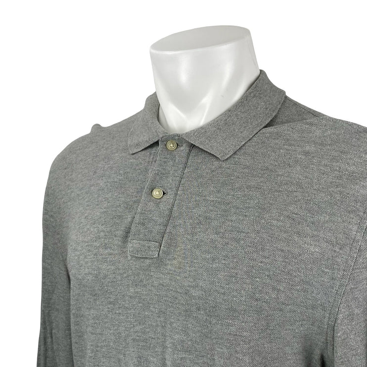 J.Crew Men's Gray Heather Long Sleeve Collared Golf Casual Polo Shirt Top Sz L